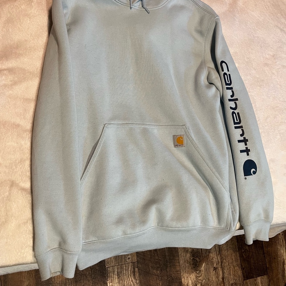 Carhartt Sky Blue Sweatshirt with Logo Sleeve